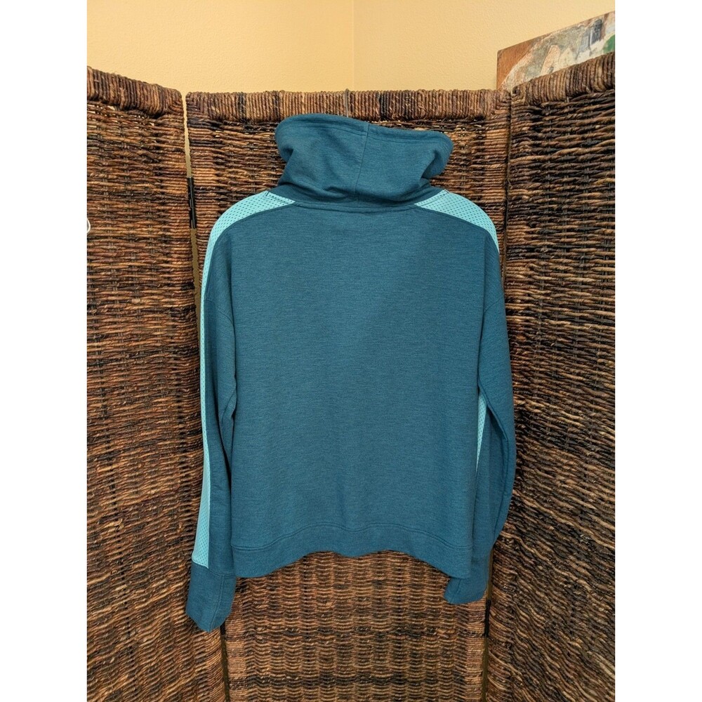 Under Armour Featherweight Fleece Funnel Neck Sweatshirt Women's Small Aqua Mesh - Picture 3 of 8